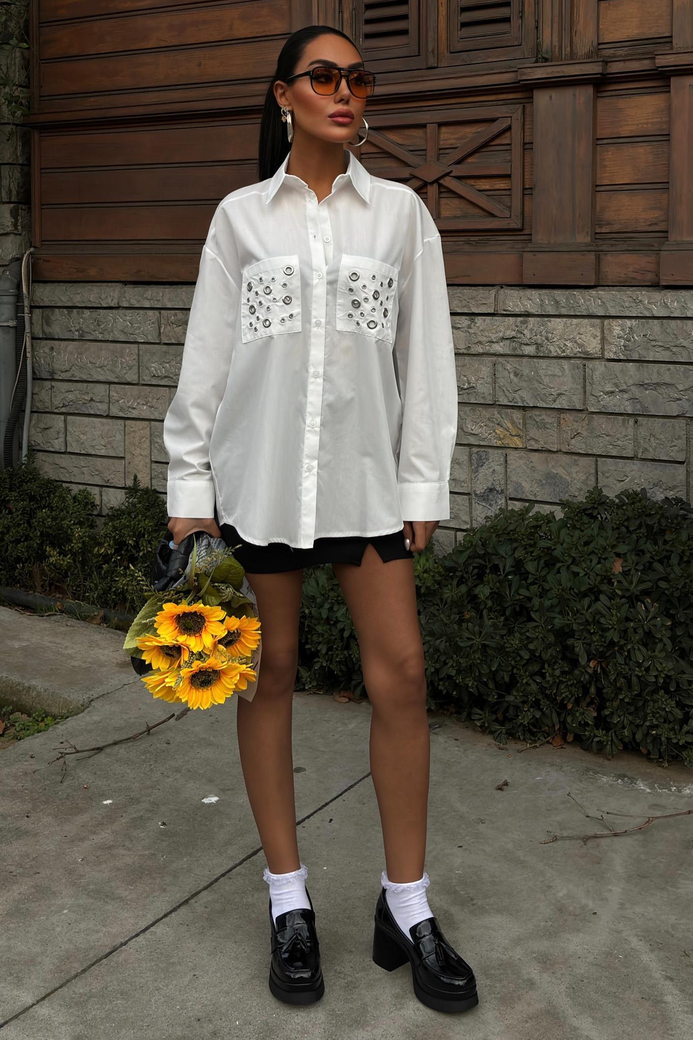 Metal Kuşgözü Detaylı Poplin Gömlek 3453 R7-E-K3