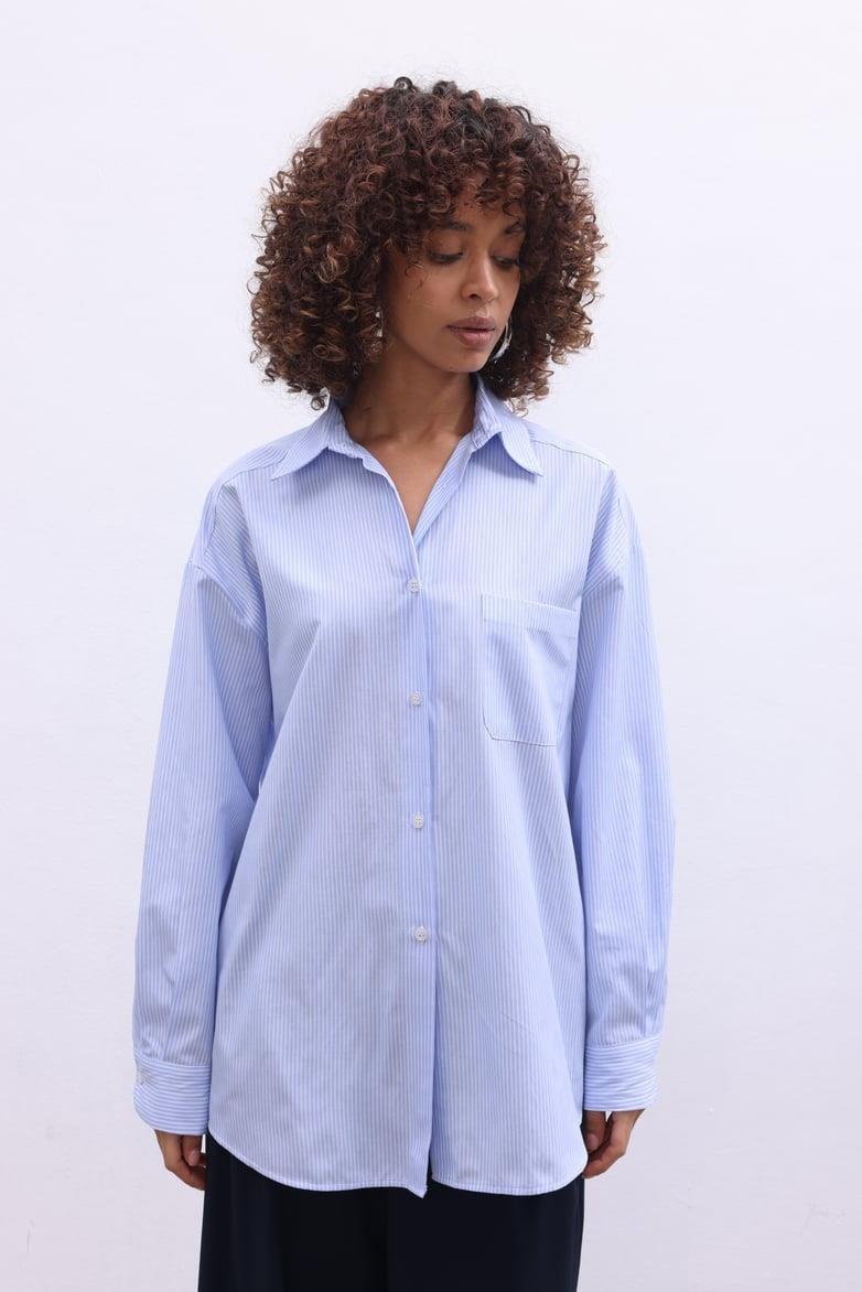 Miami Çizgili Oversize Gömlek 3305-08