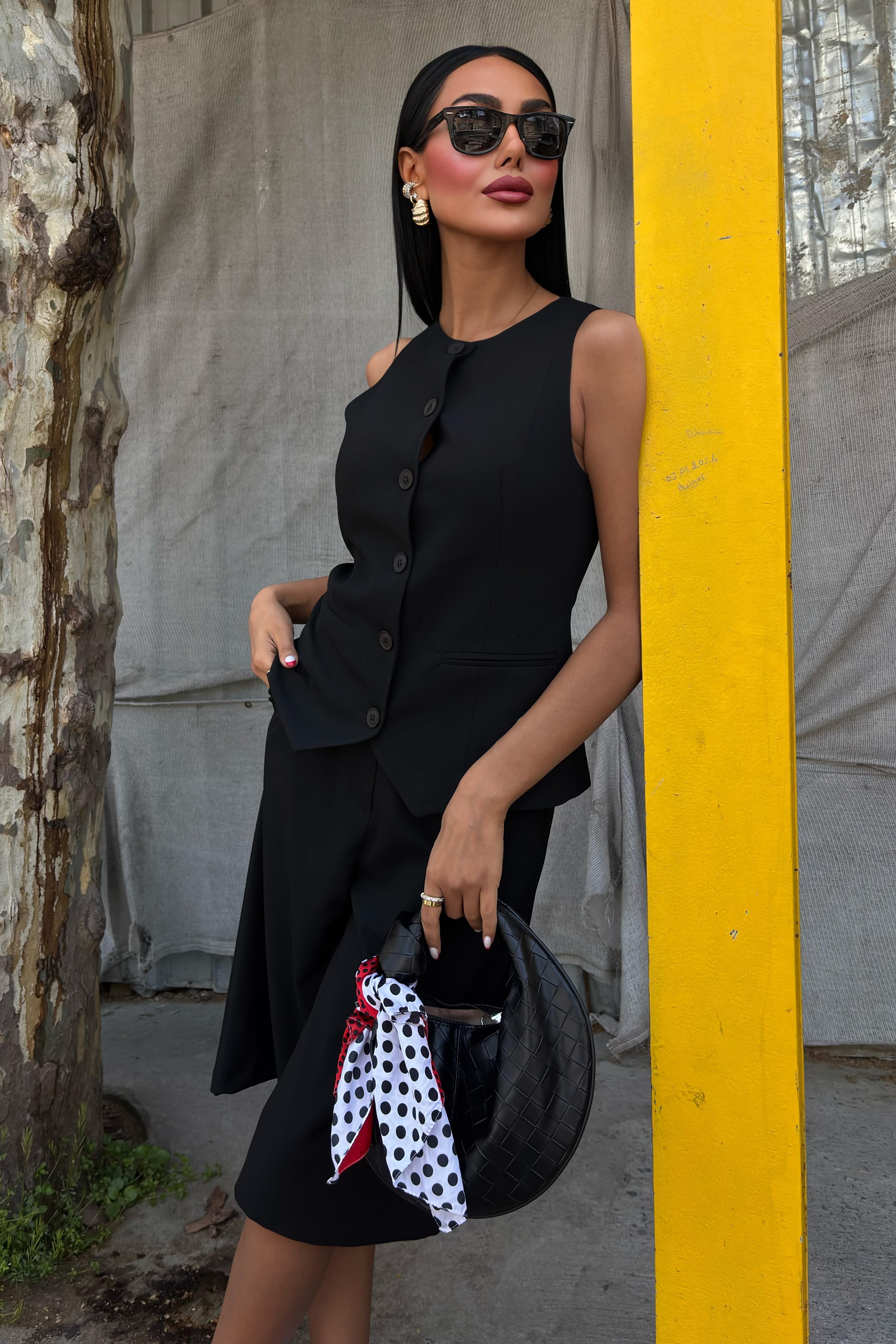 Midi Şortlu ve Yelekli Viscon Takım 10167 R7-C-K3