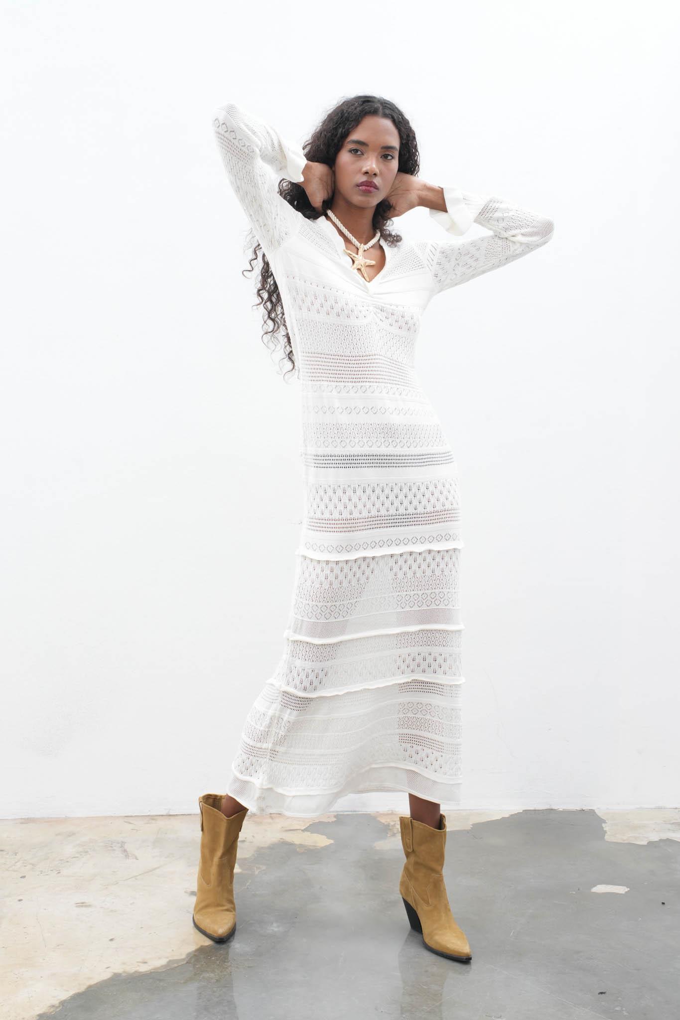 Mirca Maxi Fırfır Detaylı Örme Elbise 2798 R4-E-K5