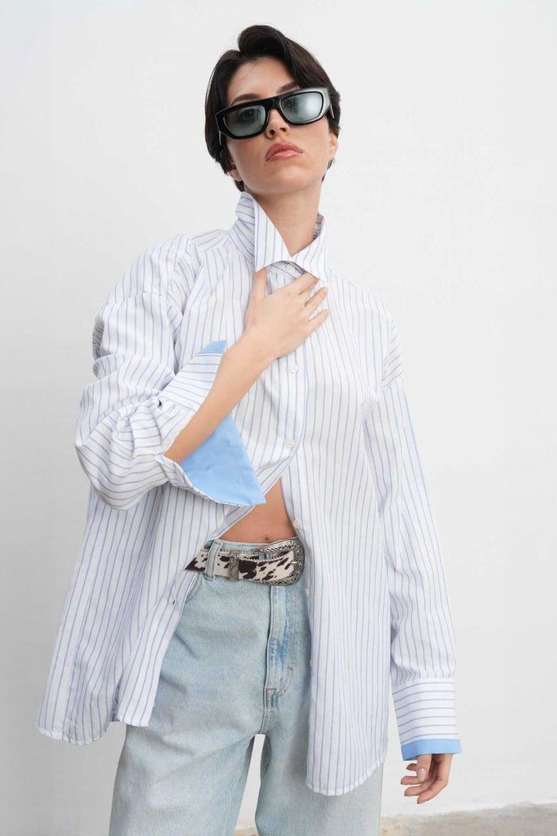 Montana Çizgili Oversize Gömlek 3345-08