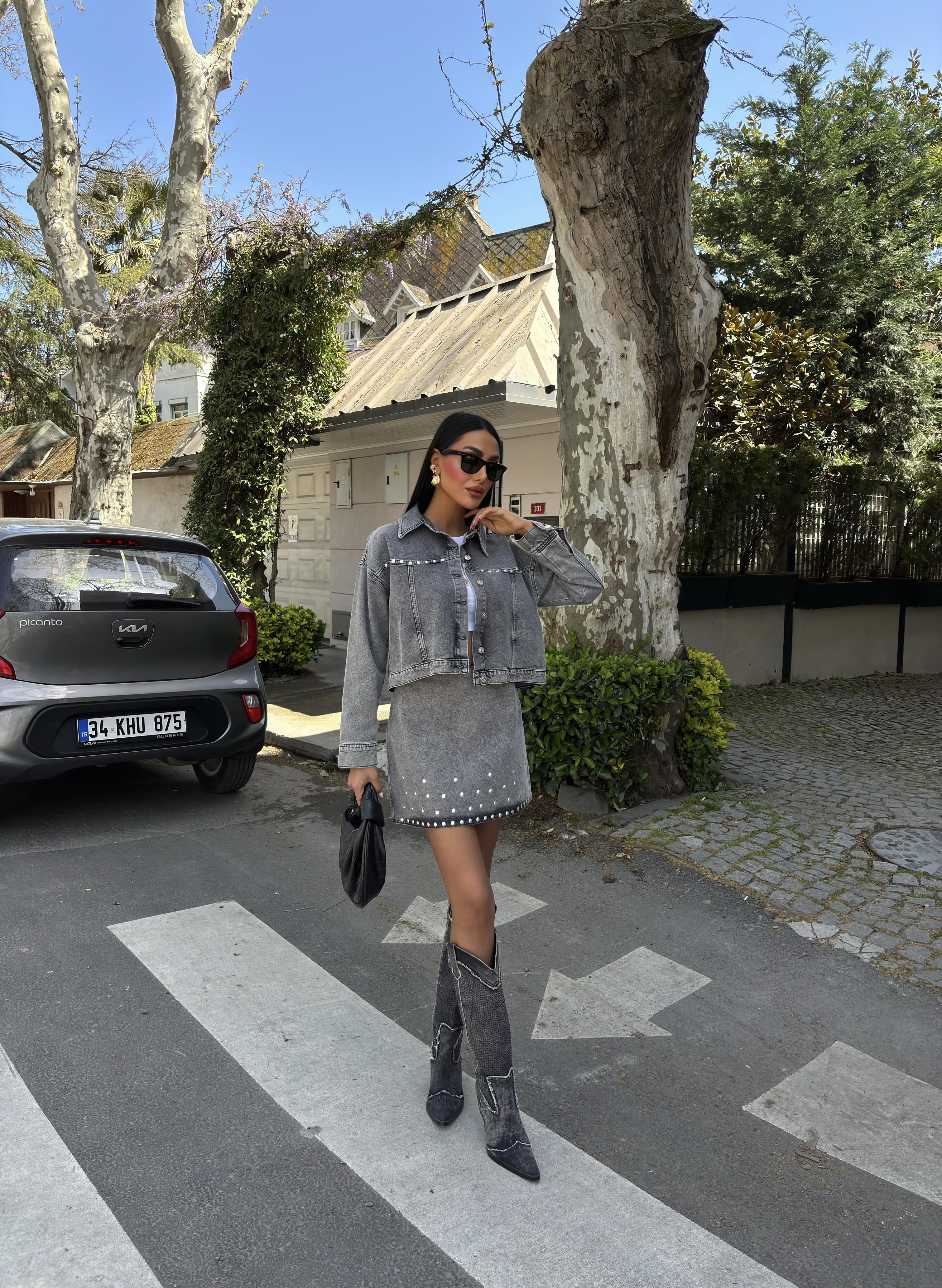 Nouvelle Taş Detay Denim Takım 9930 R6-D-K2