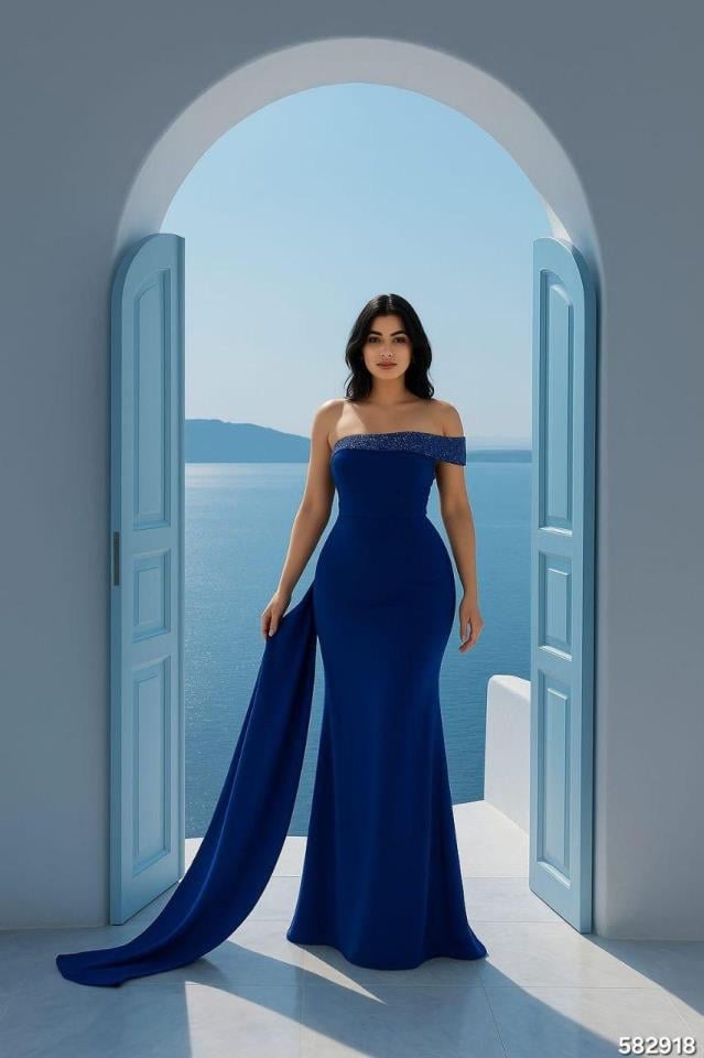 Omuz Ve Pulpayet Detay Likralı Scuba Dalgıç Kumaş Elbise