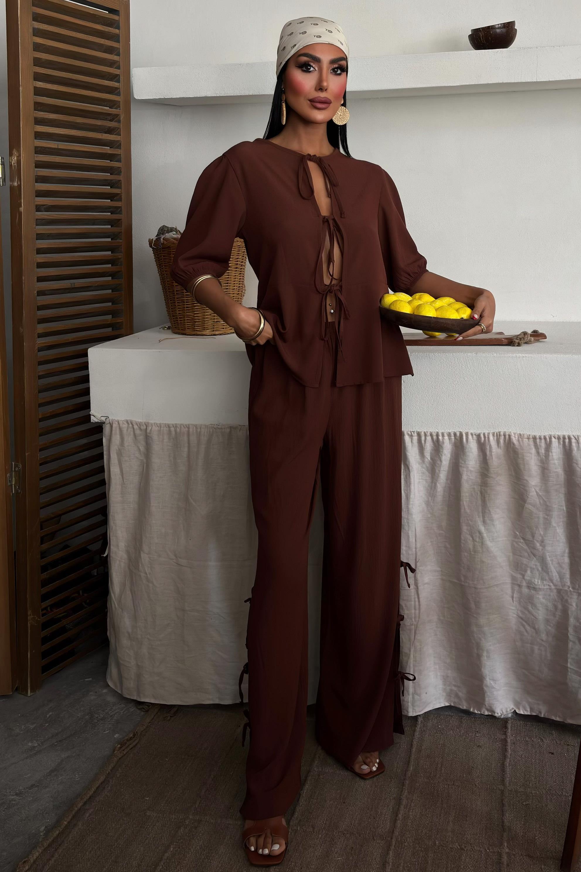 Önü Bağcıklı Paça Yırtmaçlı Kırınkıl Salaş Takım 10183 R9-J-K3