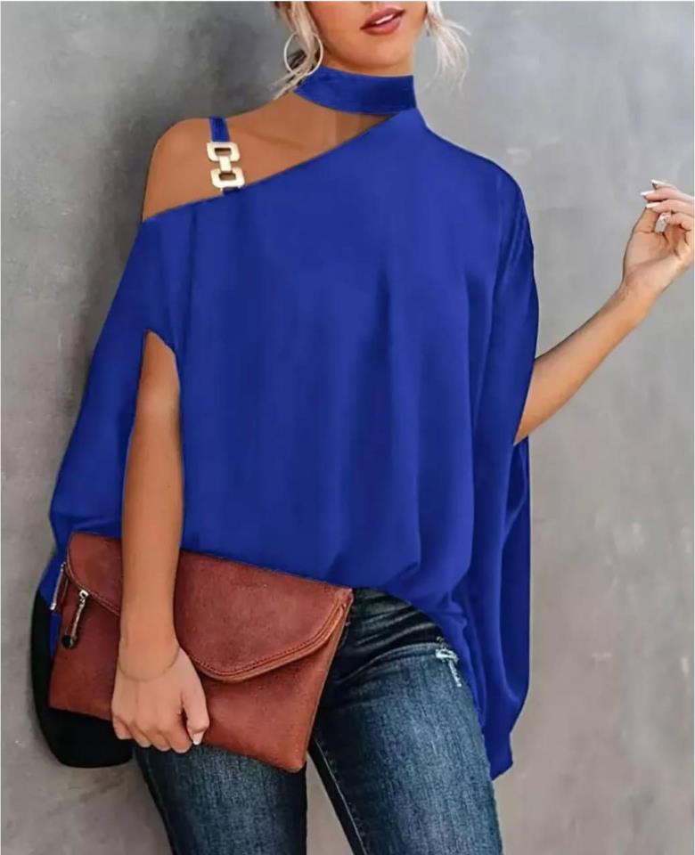 ÖZEL FİYAT Omuz Toka Detay Ithal Sandy Kumaş Bluz