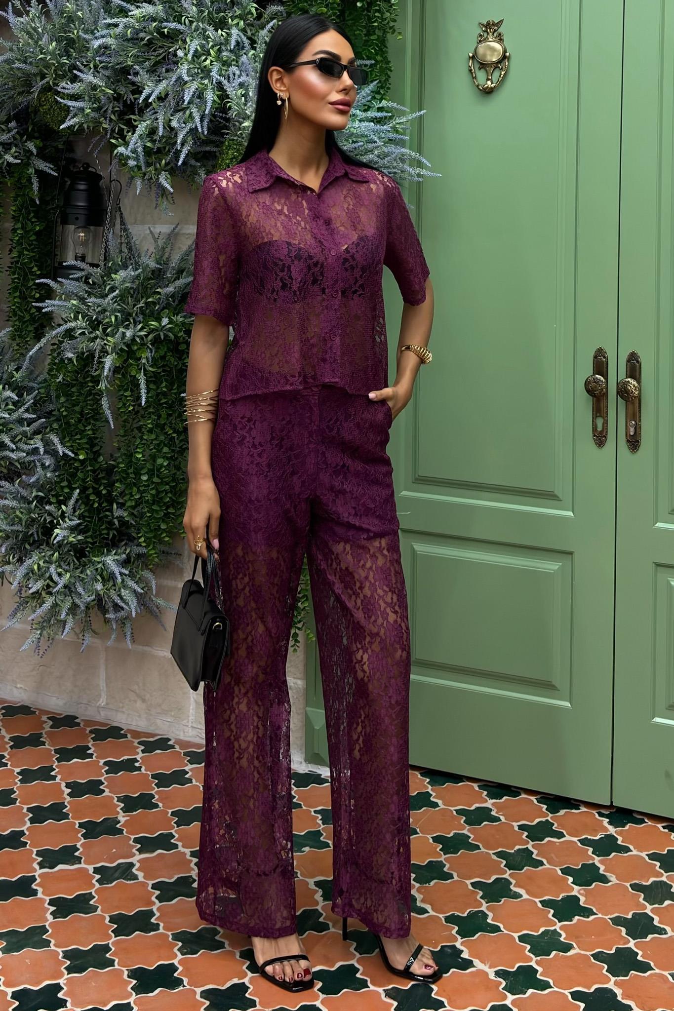 Pantolonu Astarlı Dantel İkili Takım 10119 R9-J-K2