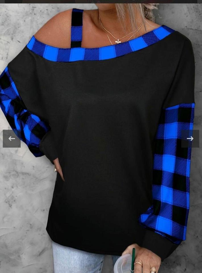 Scuba Dalgıç Kumaş Ekose Desen Tek Askılı Bluz