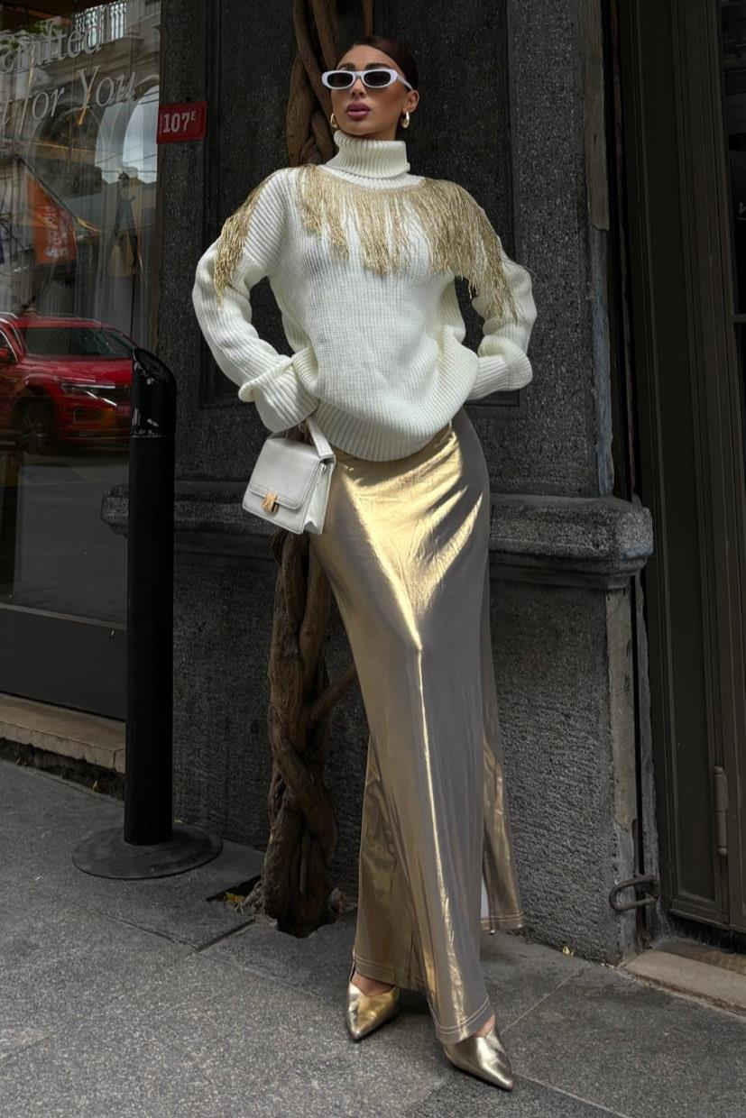 Sim Püskül Detaylı Triko Kazak 1341 R3-D-K5