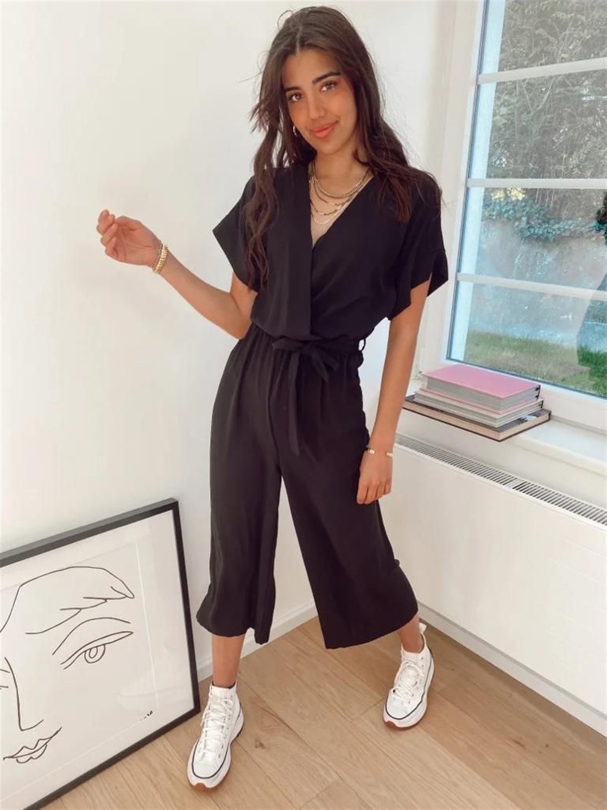 Yaka detay tulum  - SİYAH