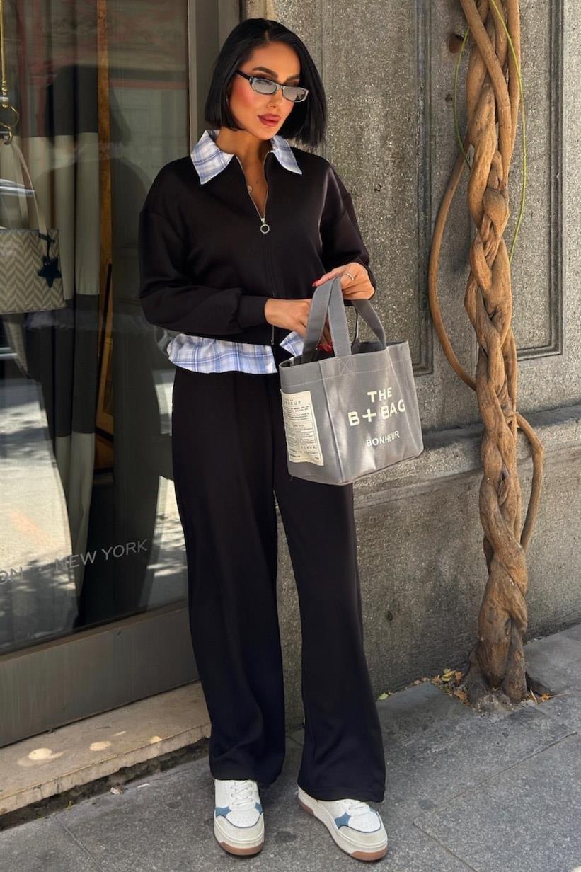 Yaka ve Etek Ucu Garnili Modal Takım 10252 R5-D-K1