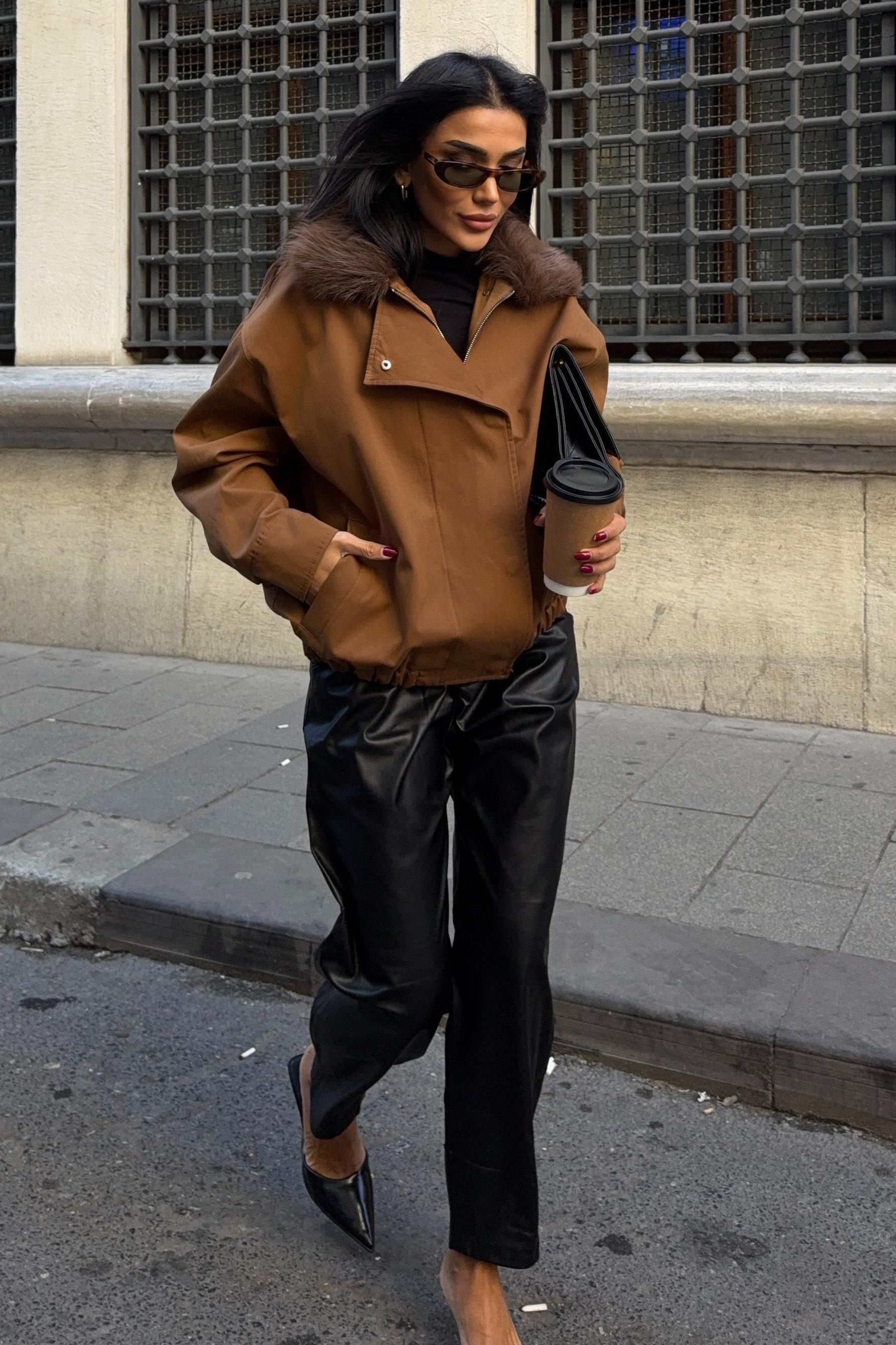 Yakası Kürklü Parka Bomber Ceket 6136