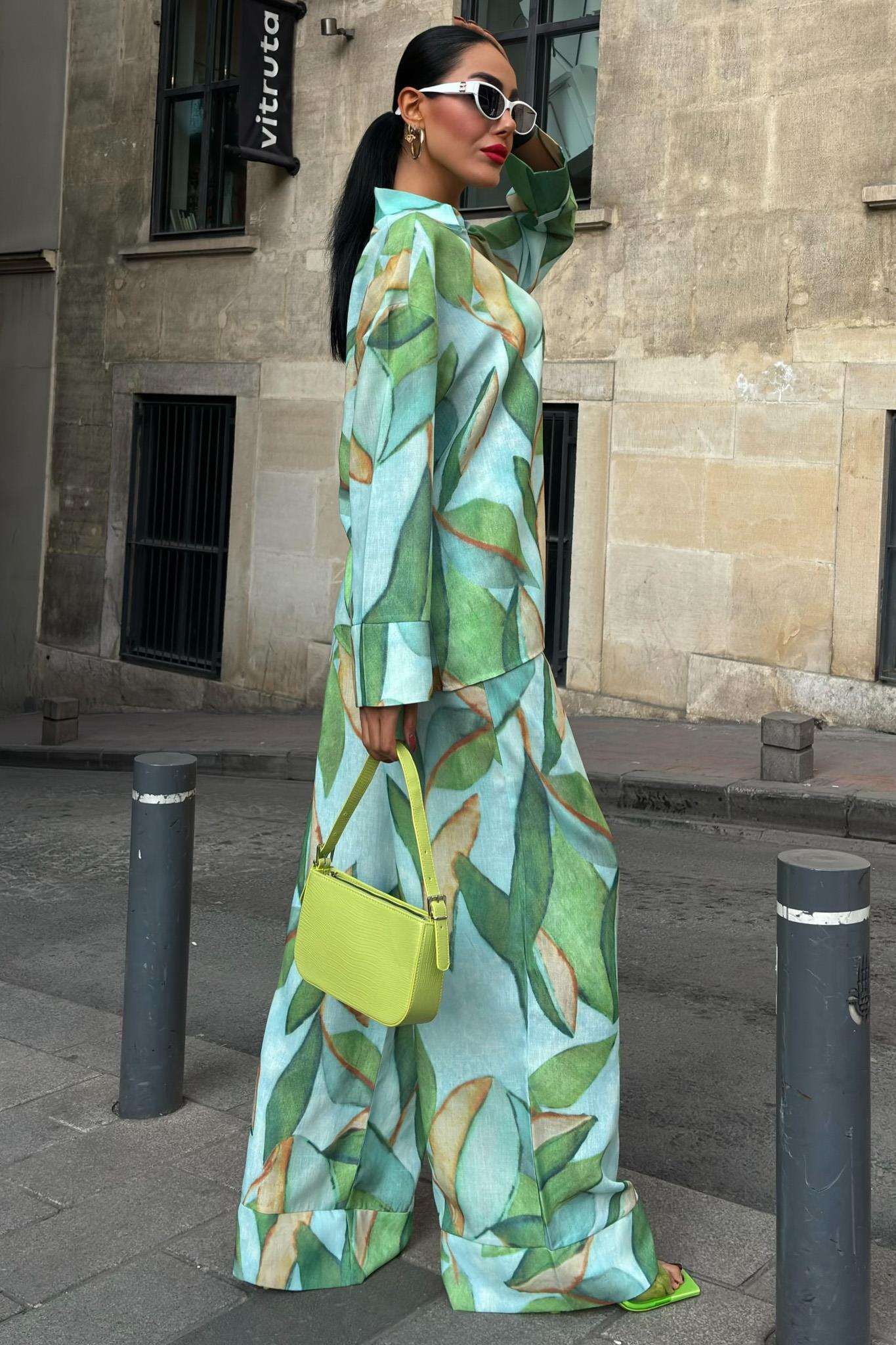 Yaprak Desenli Keten Takım 10107 R6-A-K5