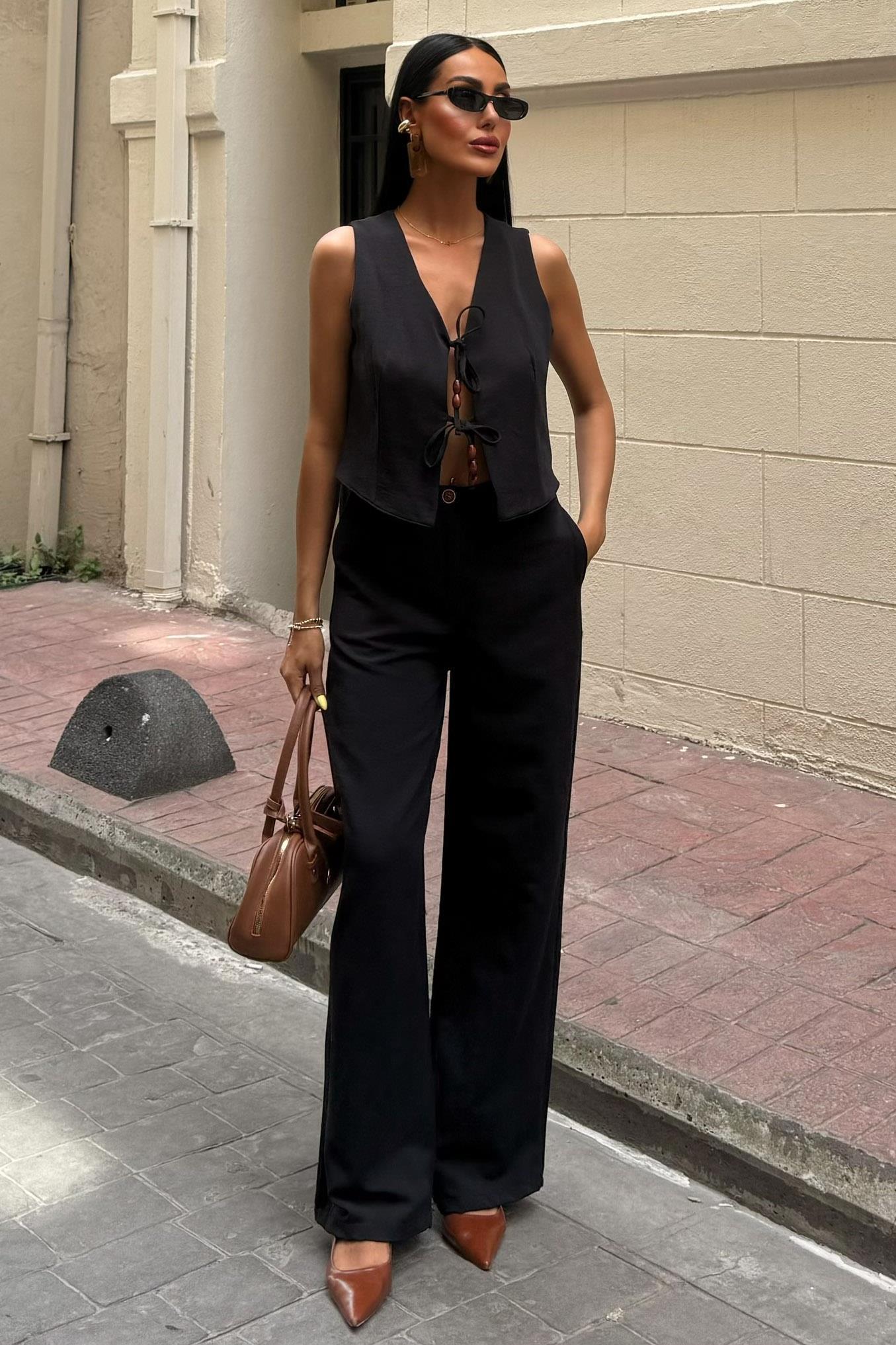 Yeleği Bağlamalı Keten İkili Takım 10152 R7-E-K2