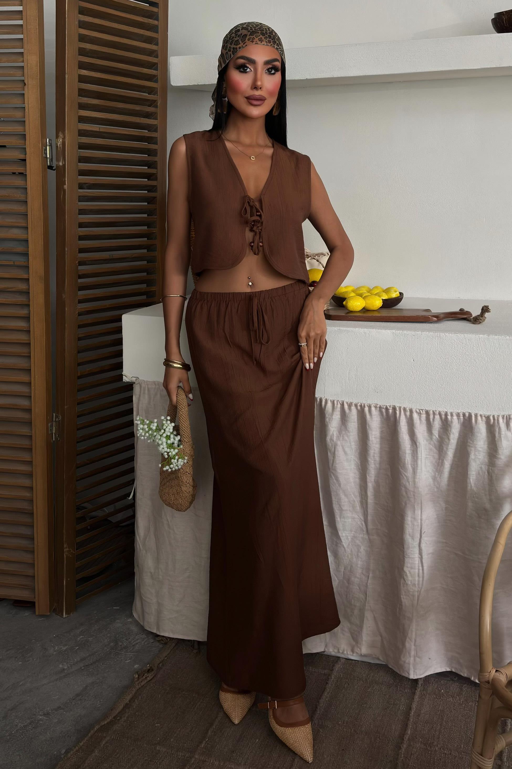 Yelek Önden Bağlamalı Uzun Etekli Takım 10192 R6-D-K3