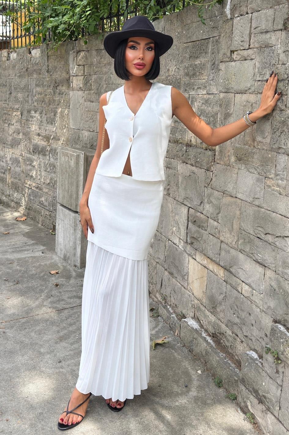 Yelekli Ve Pilise Etekli Triko Takım 10001 R2-D-K2