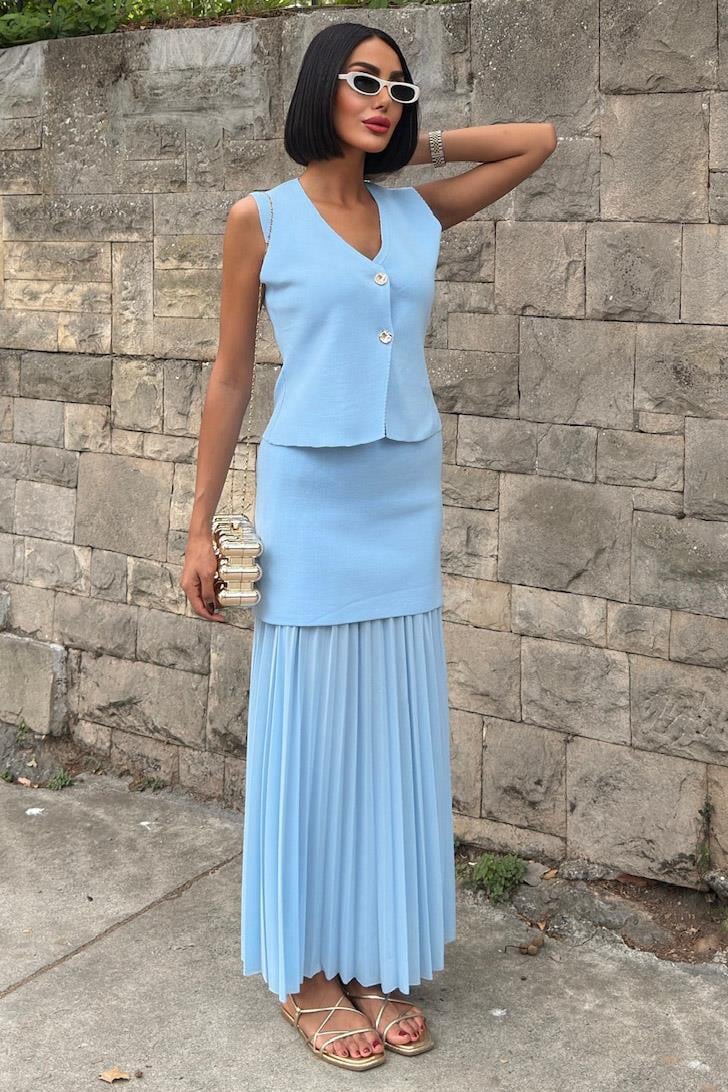 Yelekli Ve Pilise Etekli Triko Takım 10001 R2-D-K2