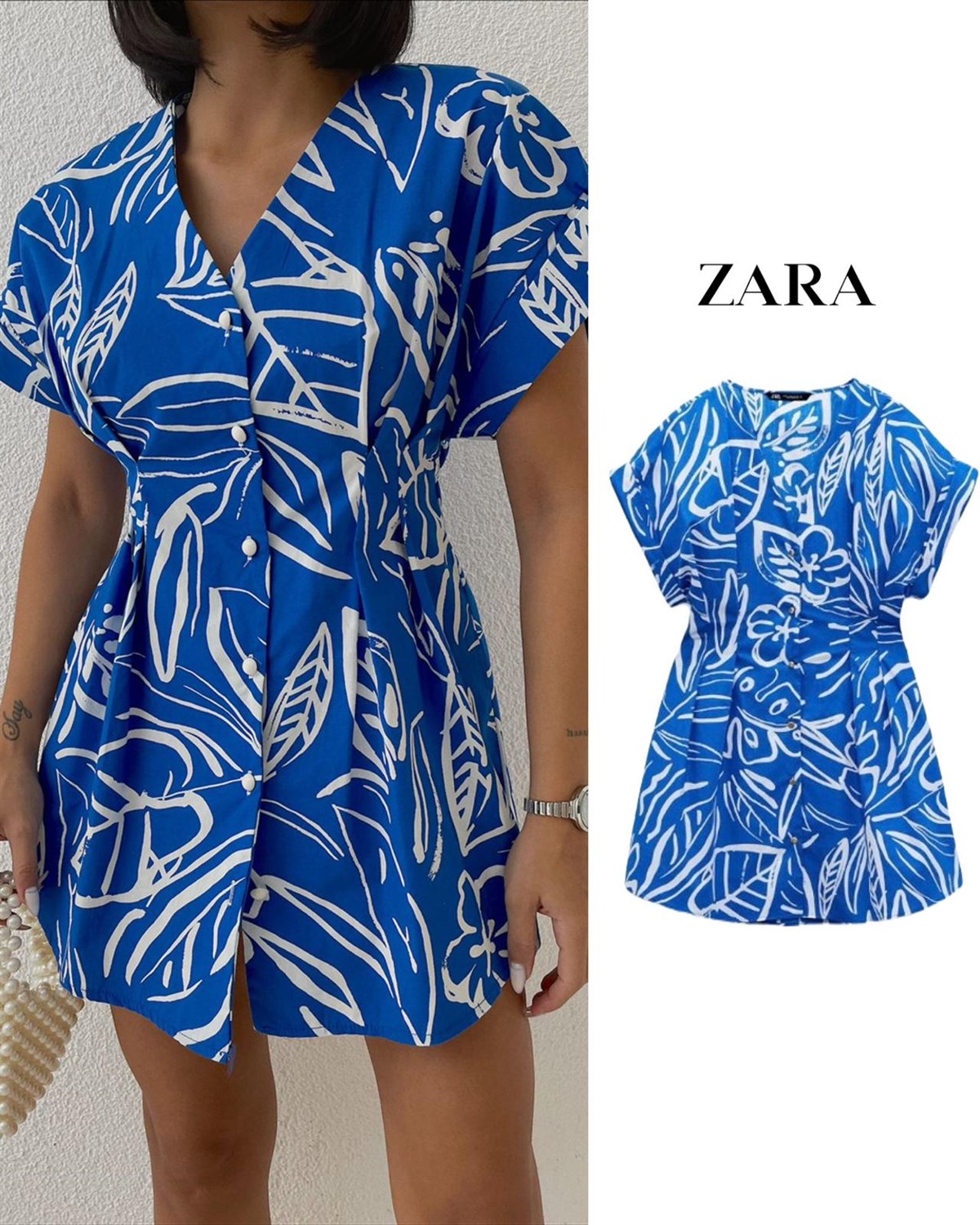 Zr model bel detay elbise  - MAVİ