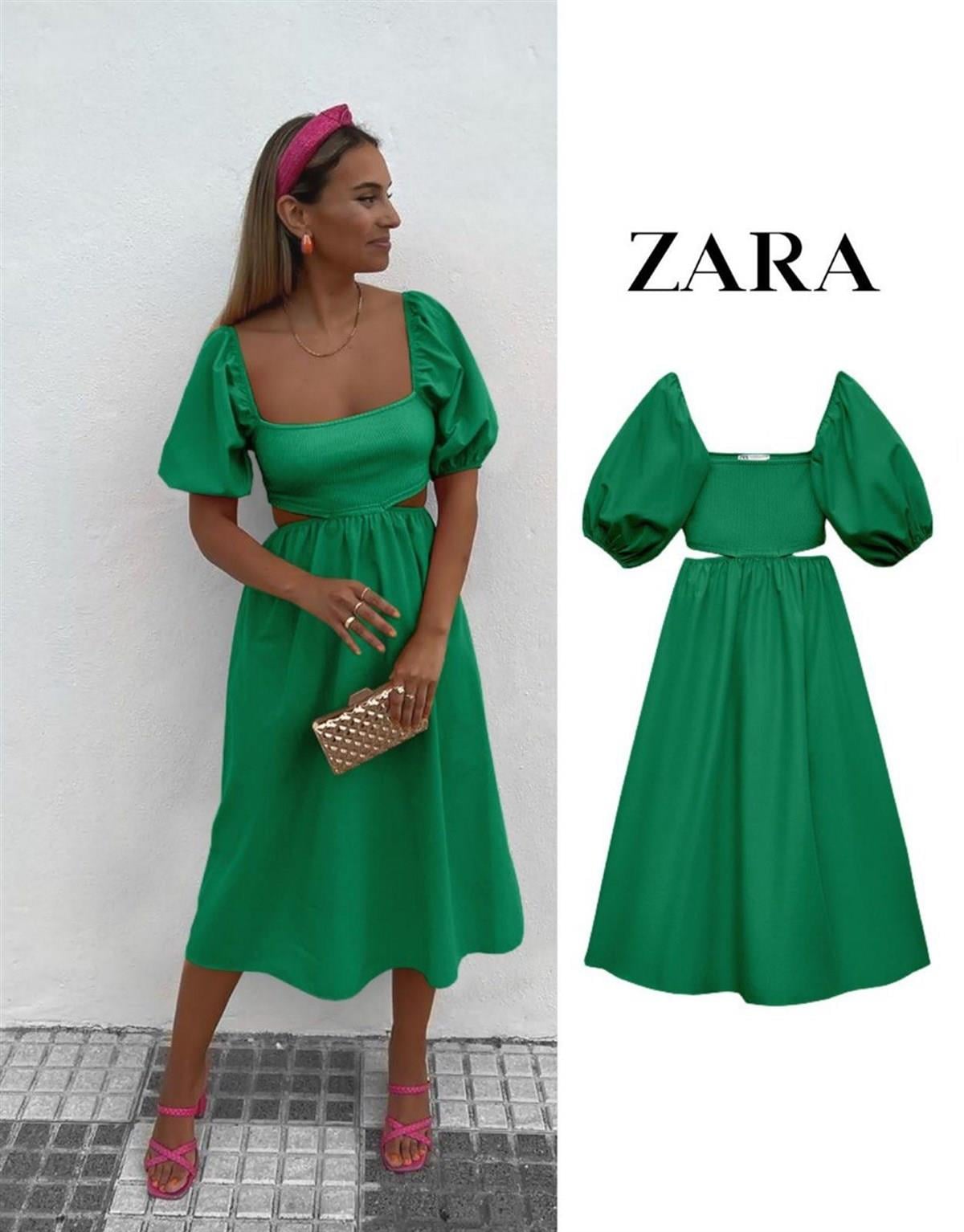 Zr model bel detay elbise - YEŞİL