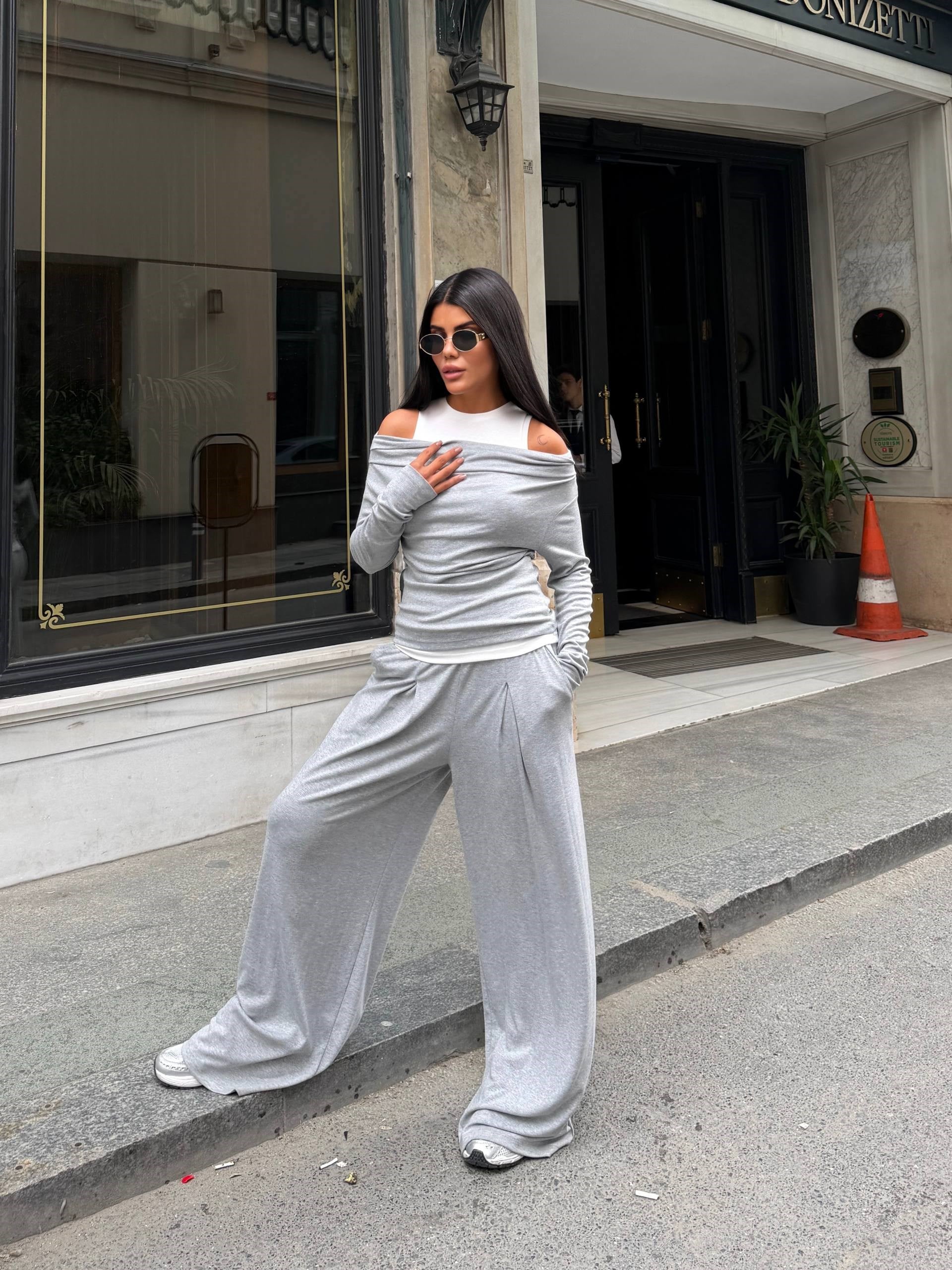 Zr Model Buzi Garnili Premium Üçlü Takım - Gri