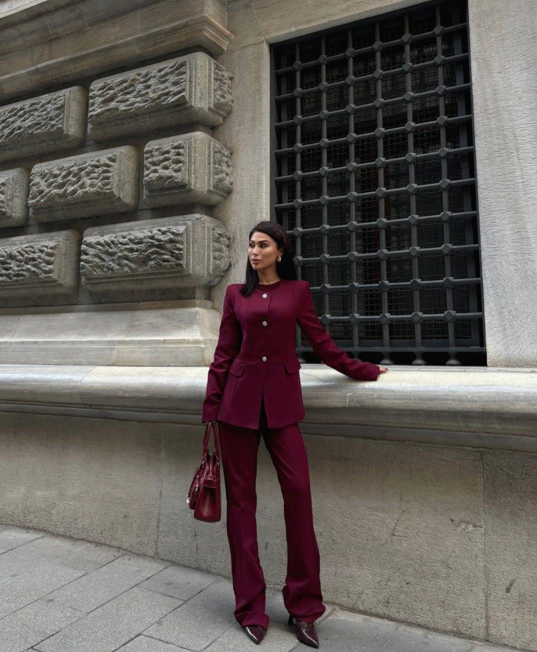 Zr Model Ceket Pantolon Premium Takım - Bordo