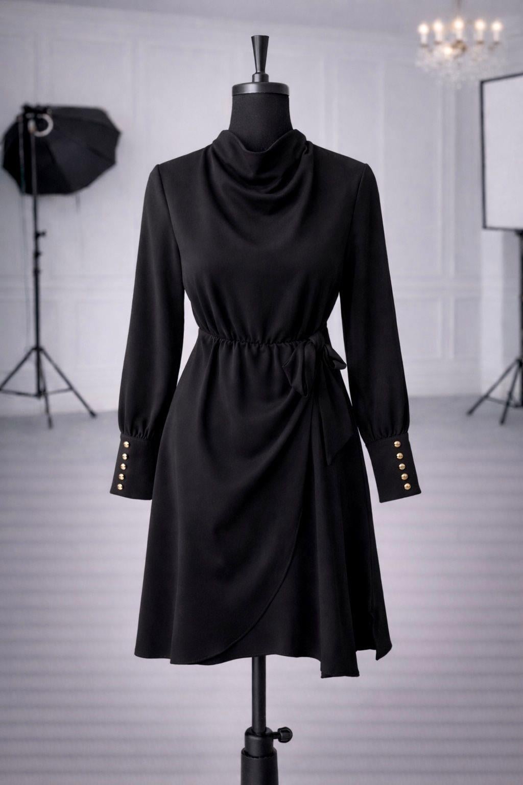 Zr Model Eteği Bağlanabilir Premium Elbise - Siyah