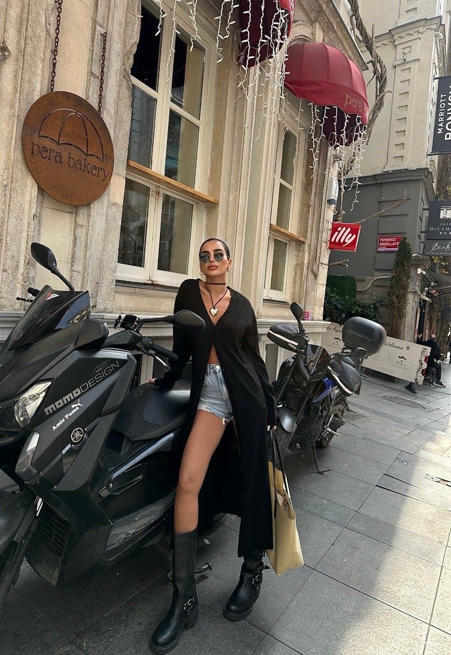 Zr Model Full Düğmeli Merserize Triko Hırka - Siyah