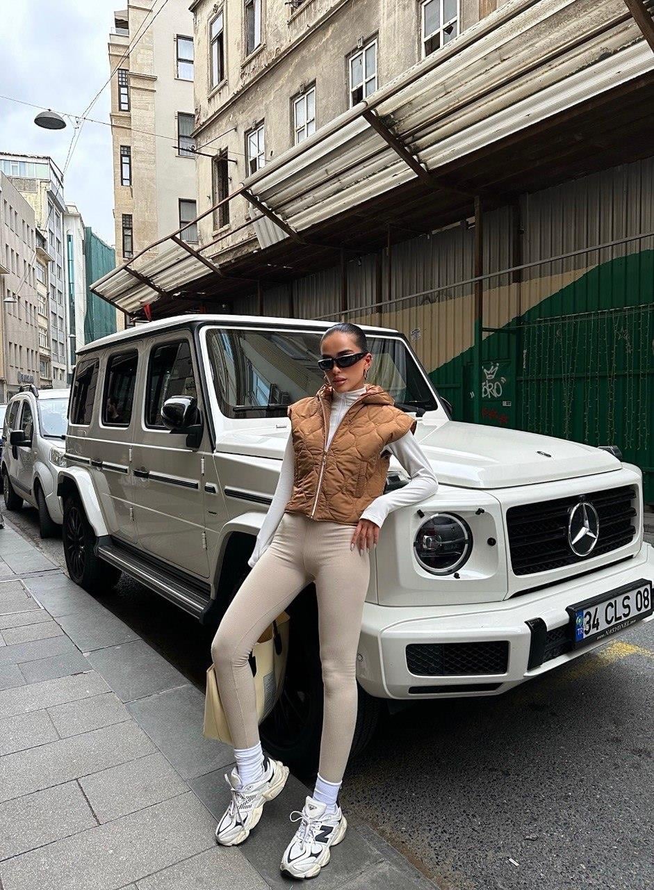Zr Model Kapüşonlu Şişme Yelek - Vizon