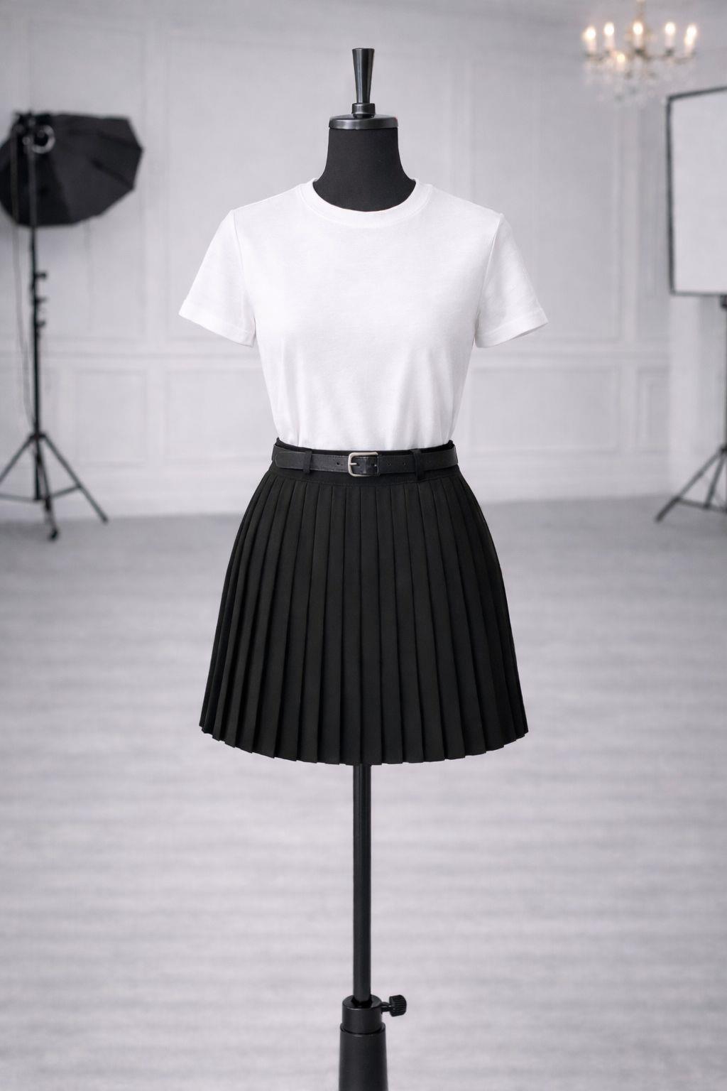 Zr Model Kemerli İç Şortlu Piliseli Premium Etek - Siyah