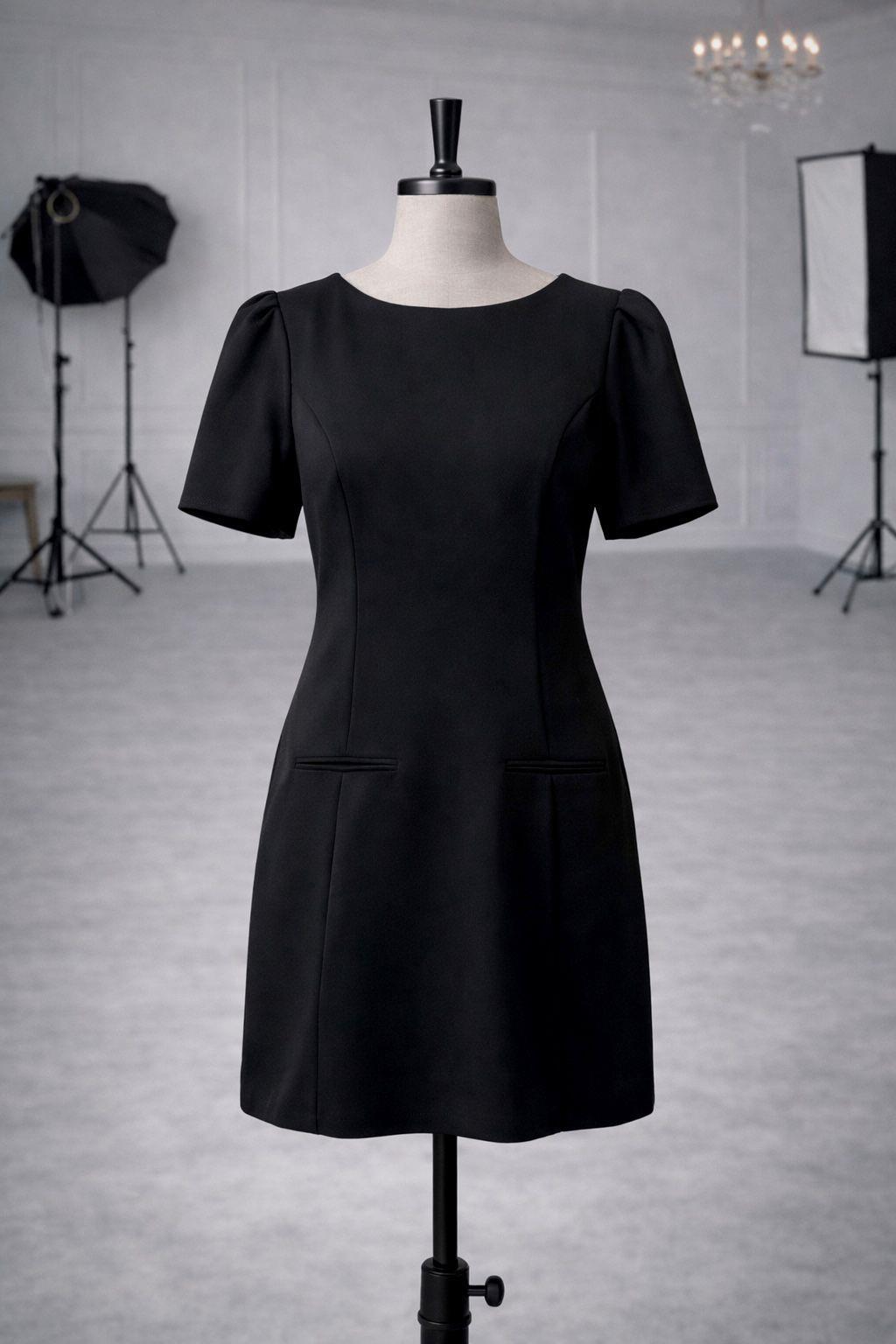 Zr Model Kol ve Cep Detay Premium Elbise - Siyah