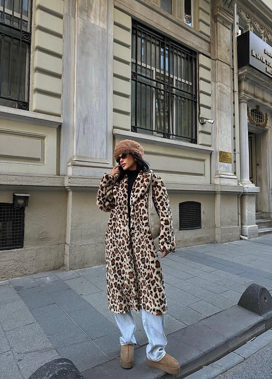Zr Model Leopar Desen Premium Peluş Kaban - Multi