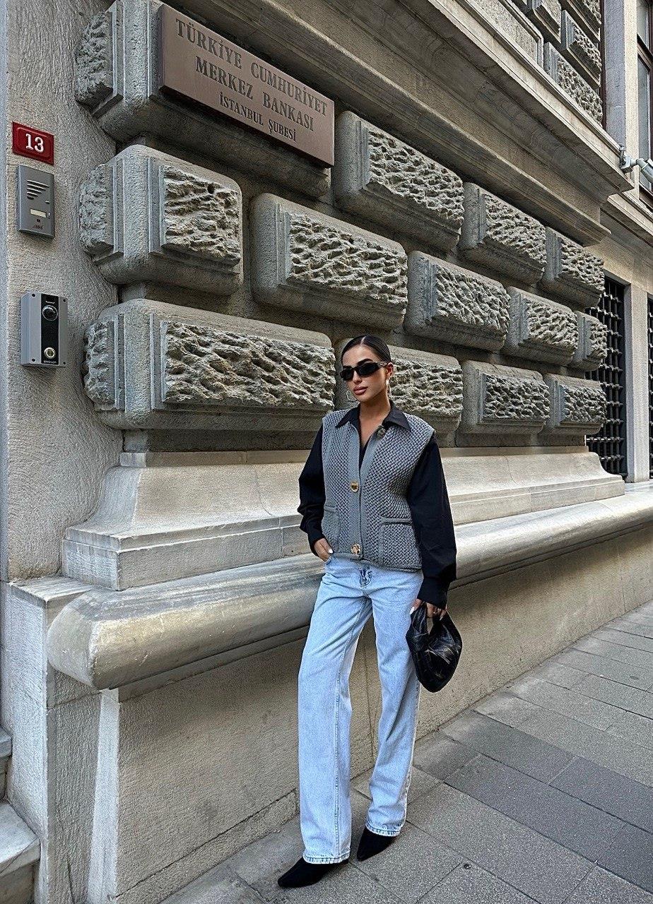 Zr Model Örme Premium Triko Yelek - Gri