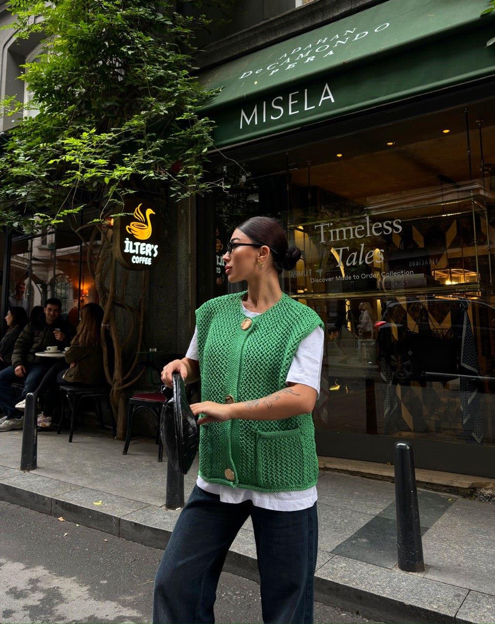 Zr Model Örme Premium Triko Yelek - Yeşil