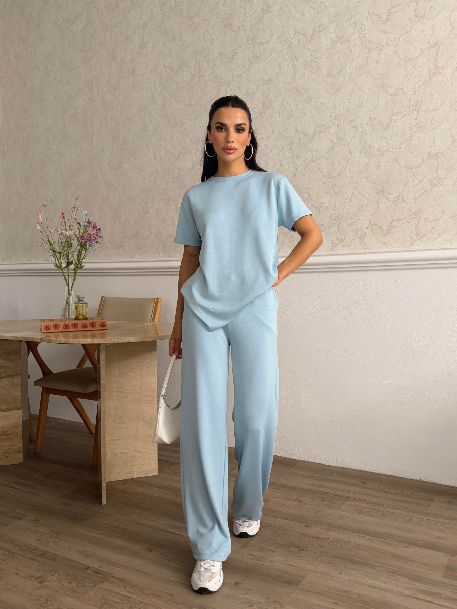 Zr Model Oversize Pantolon Bluz Premium Takım - Mavi