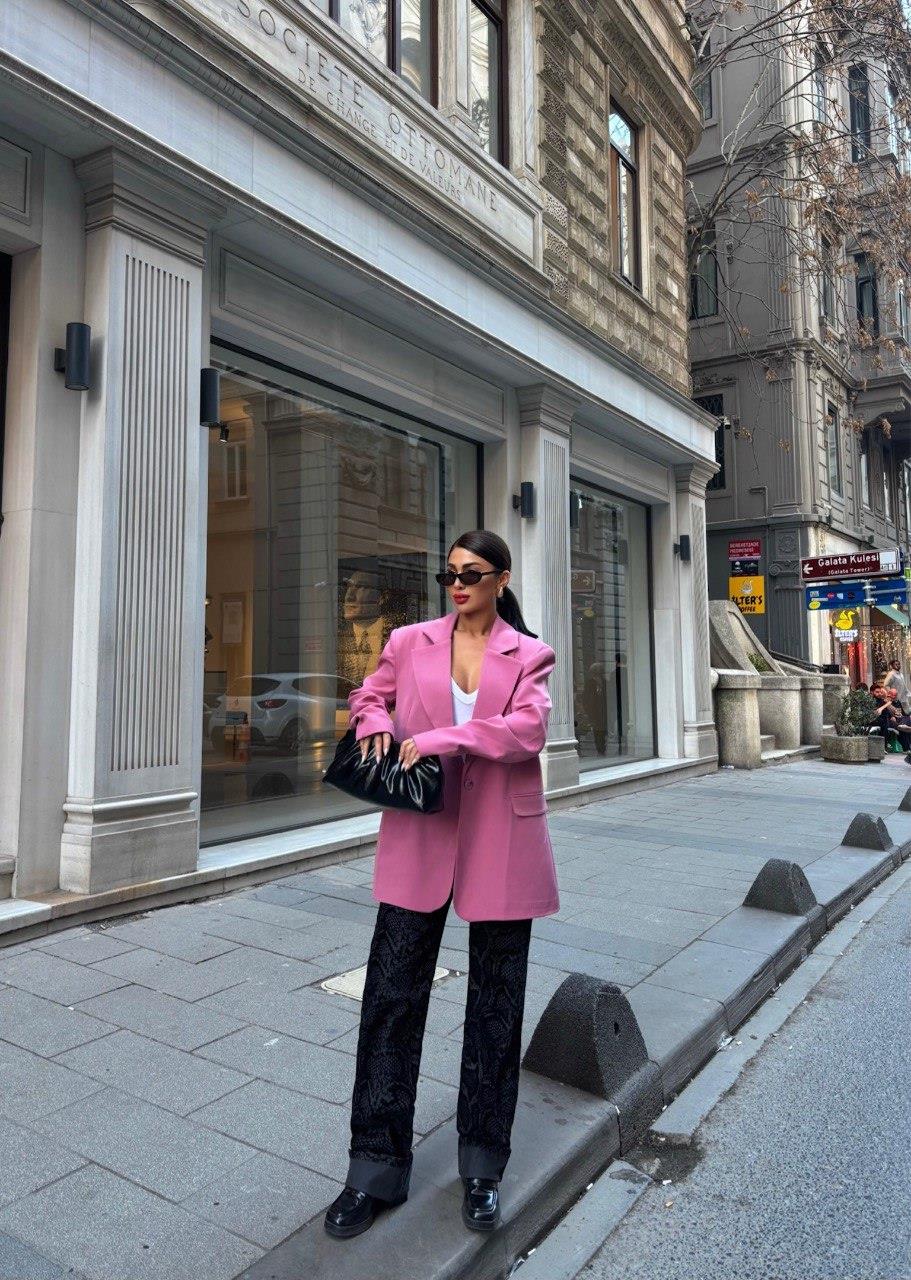 Zr Model Oversize Premium Blazer Ceket - Gül Kurusu