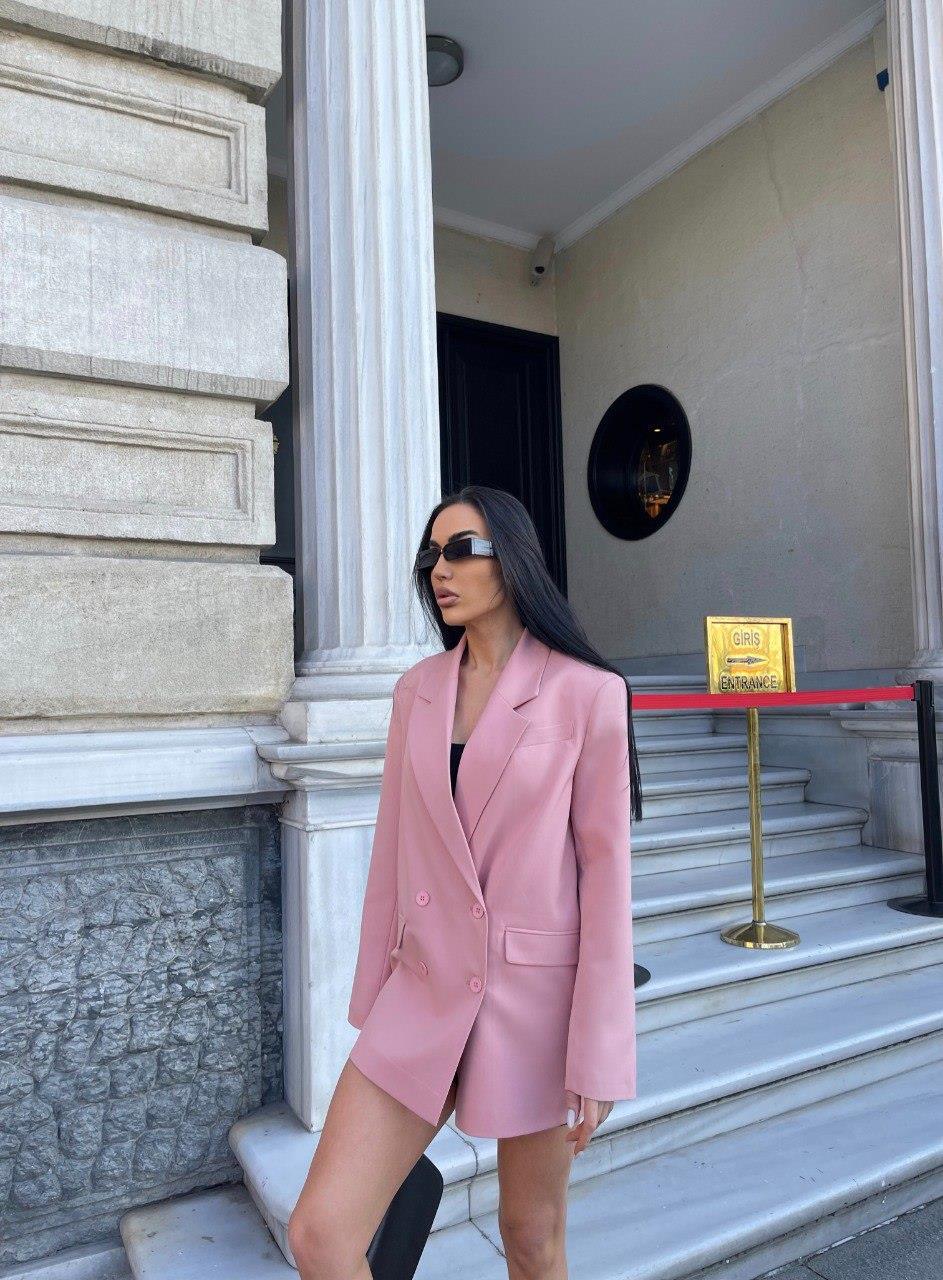 Zr Model Oversize Premium Blazer Ceket - Pudra