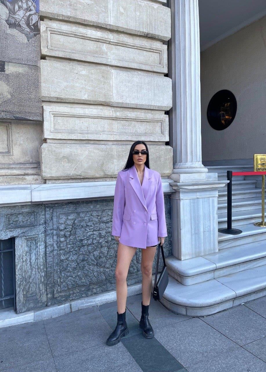 Zr Model Oversize Premium Blazer Ceket - Lila