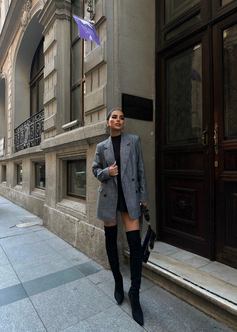 Zr Model Oversize Premium Ceket-  Gri