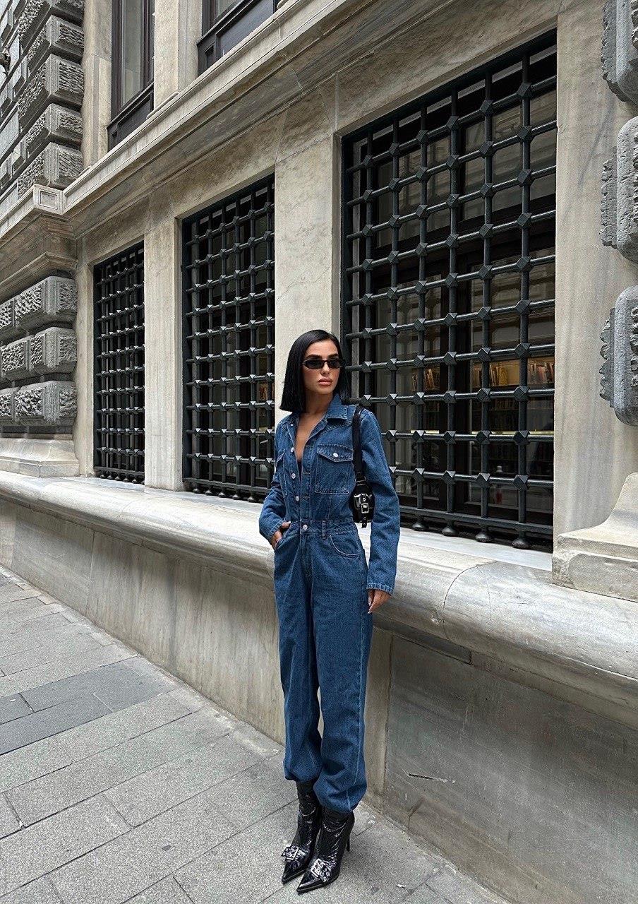 Zr model premium şık kot tulum - Mavi