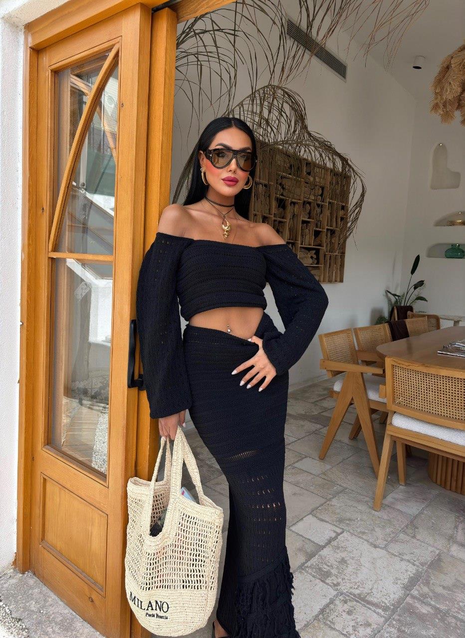 Zr Model Püskül Detay Premium Örme Takım - Siyah