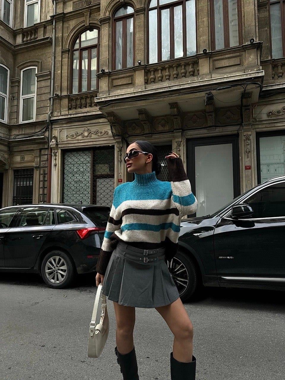 Zr Model Renk Detay Örgü Triko - Multi