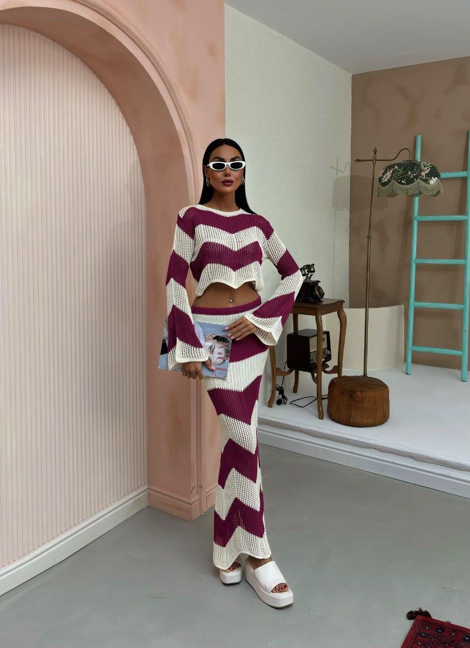 Zr Model Renk Geçişli Örme Takım -  Mürdüm