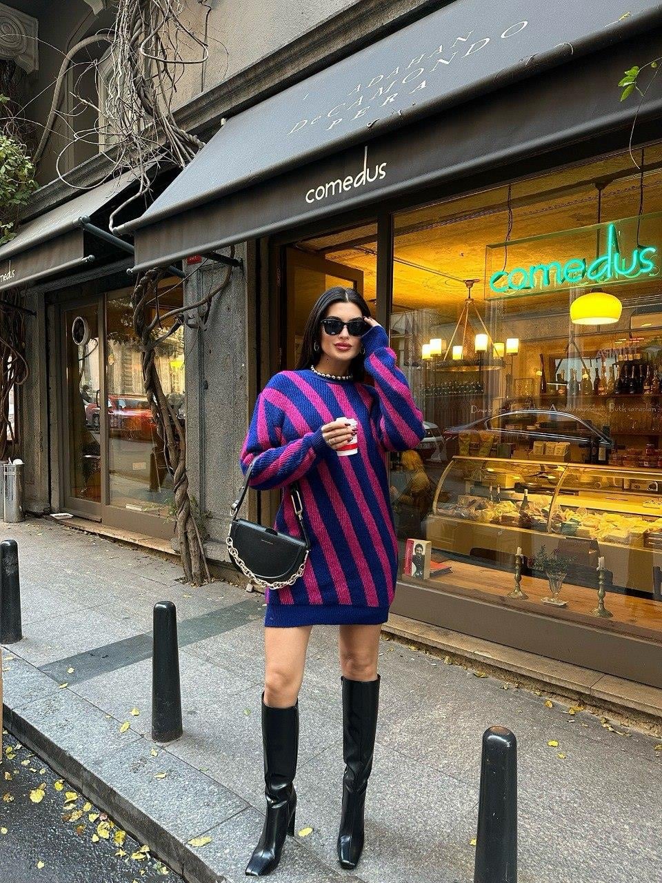 Zr Model Renk Geçişli Tunik Triko - Lacivert