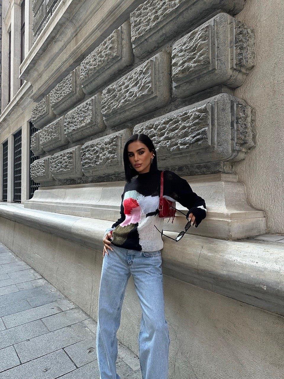 Zr model renkli ajurlu triko kazak - MULTİ