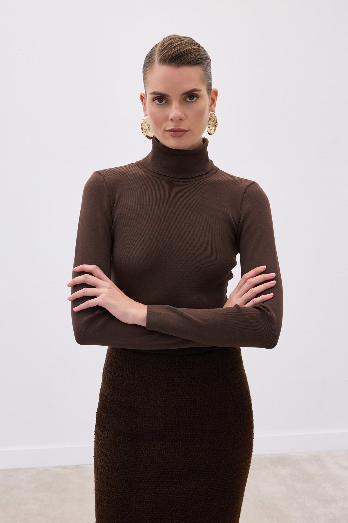 Zr Model Tam Balıkçı Premium Triko - Kahve
