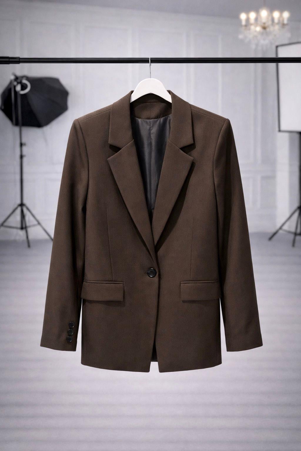 Zr Model Tek Düğme Premium Blazer Ceket - Kahve