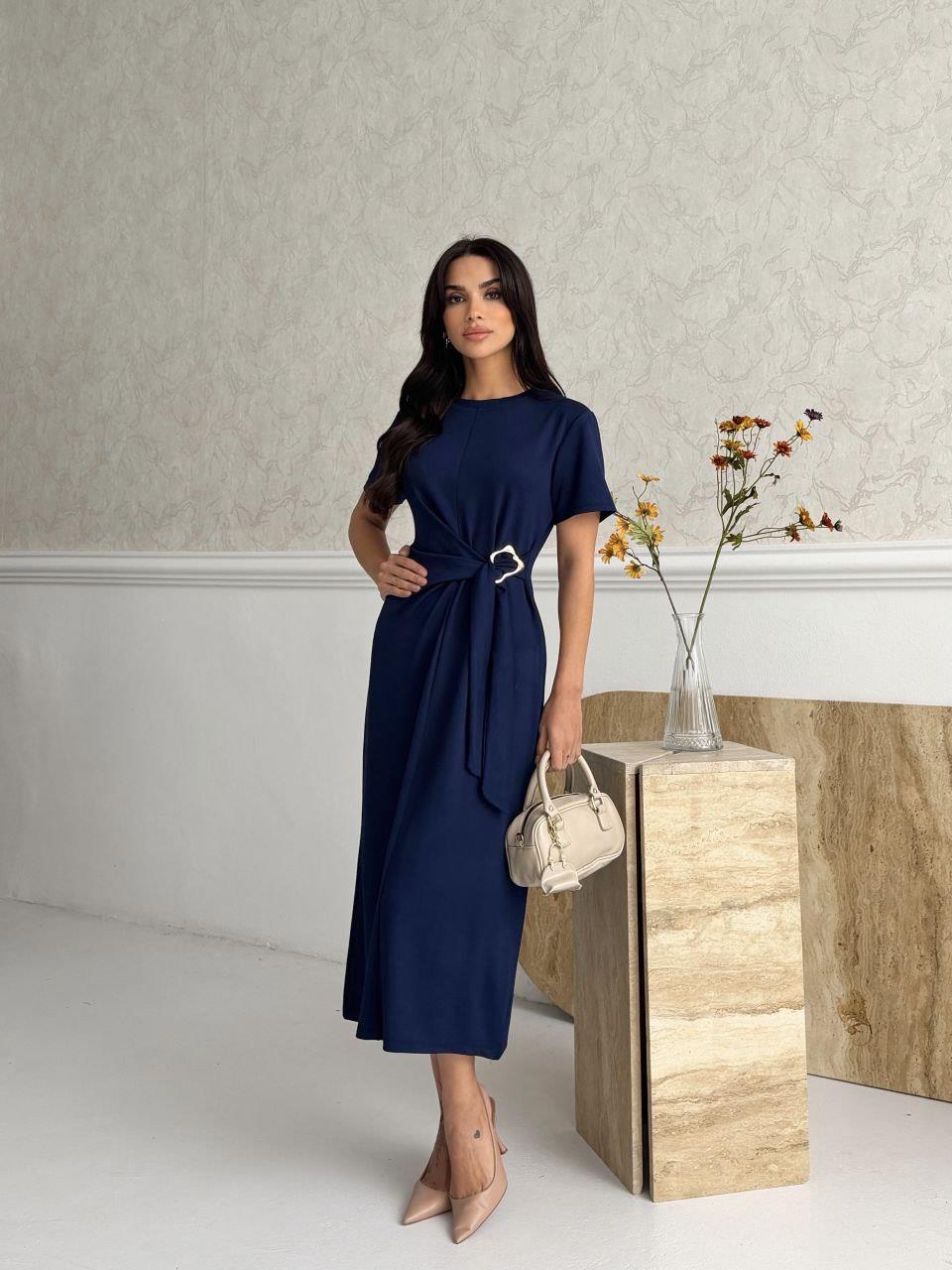 Zr Model Tokalı Premium Modal Elbise - Lacivert