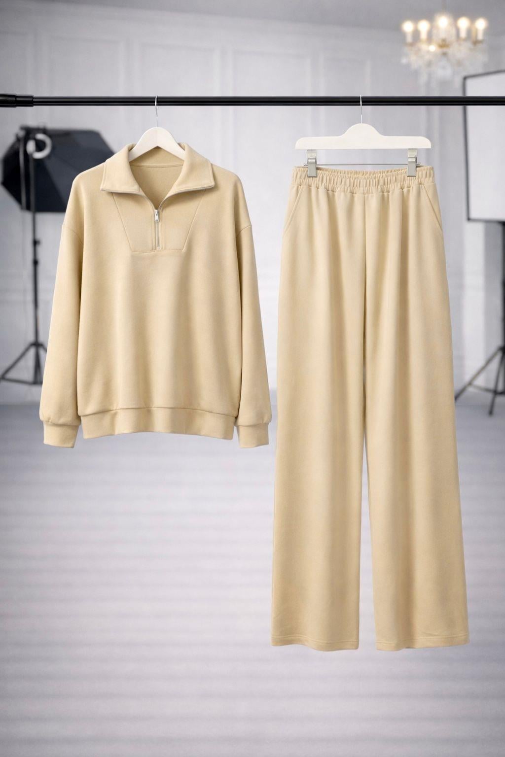 Zr Model Üst Yarım Fermuar Premium Eşofman Takımı - Sarı