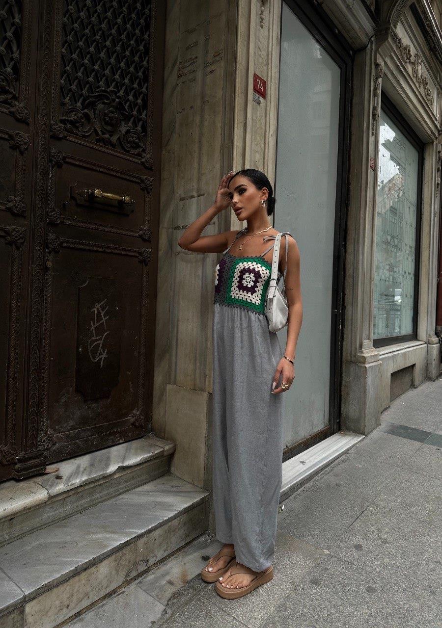 Zr Model Yaka Detay Premium Tulum - Gri