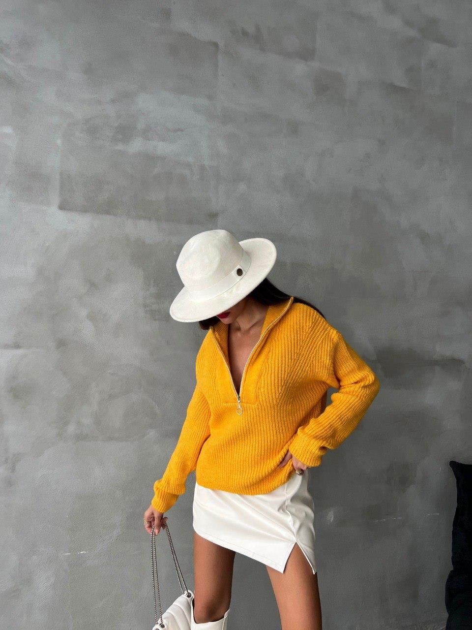 Zr Model Yarım Fermuarlı Triko Kazak-  Hardal