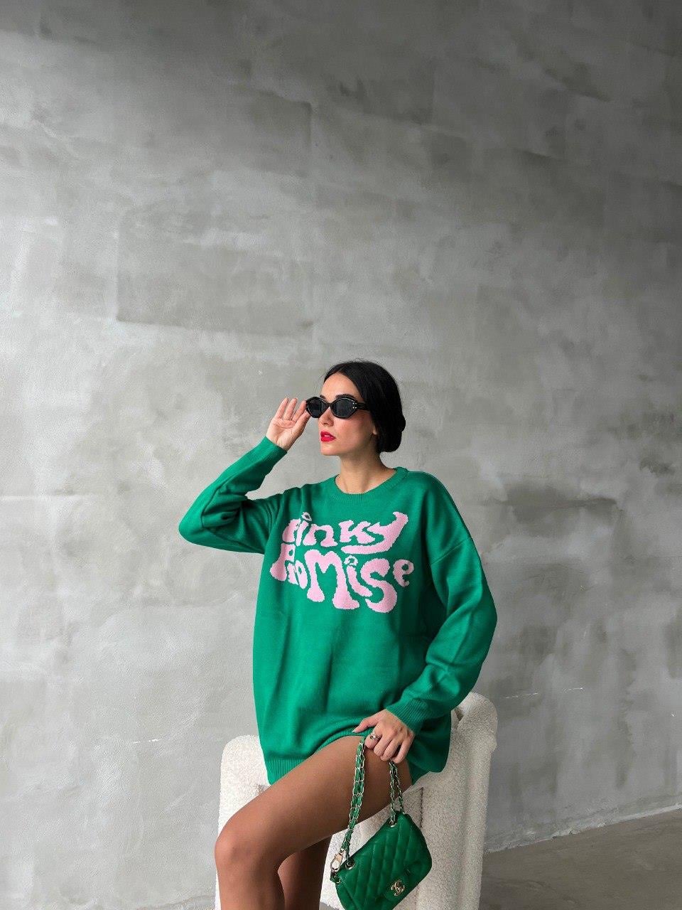 Zr Model Yazı Detay Oversize Triko Kazak - Oranj